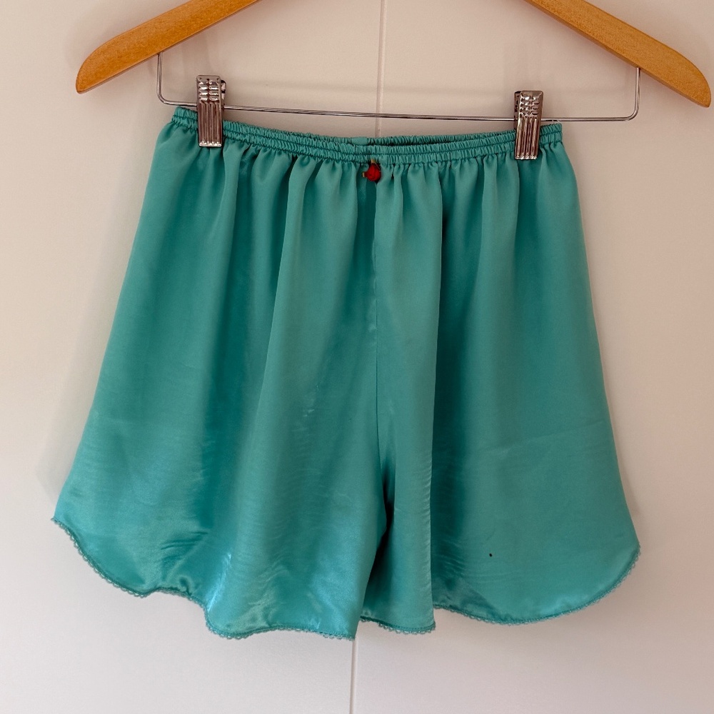 Turquoise Satin Shorts